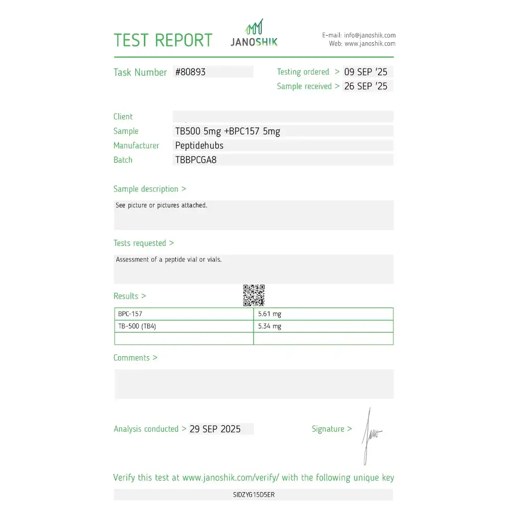 tb 500/bpc 157 product testing certification